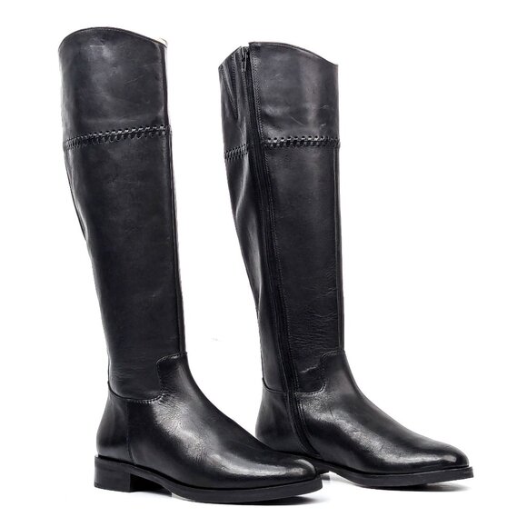 Jack Rogers Women Adeline Black Leather Riding Equestrian Tall Boots size 6.5 - Picture 1 of 10